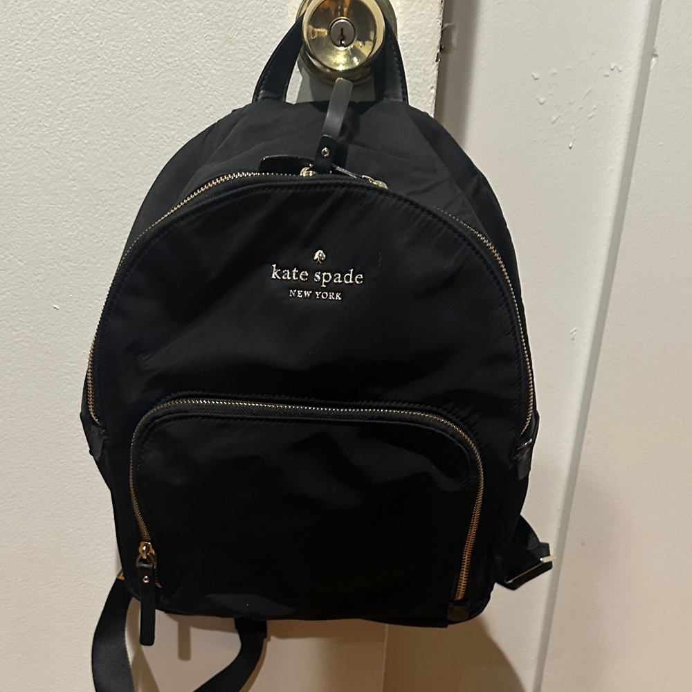 Kate Spade Black Backpack with Gold Zippers